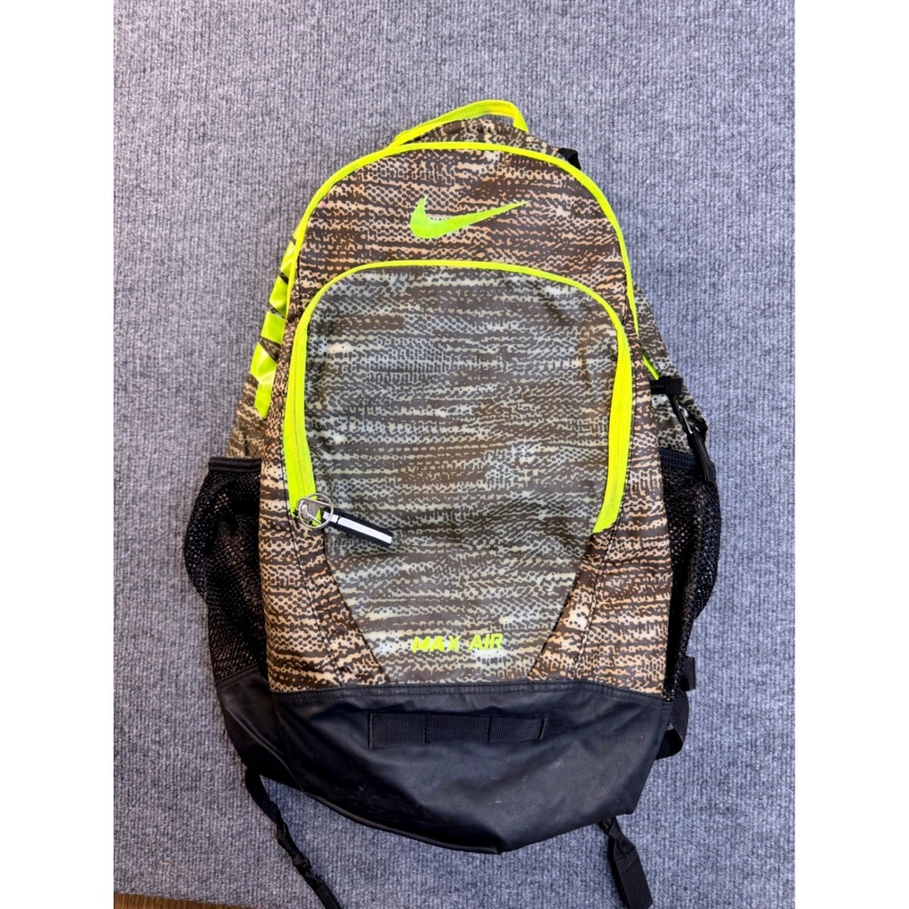 Nike Max Air Vapor Backpack Neon Green Brown Snakeskin Print Laptop School Bag